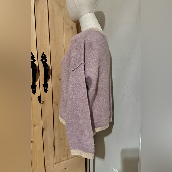 Free People Alpaca Wool Grandpa Crewneck Sweater Long Sleeve Top - Picture 5 of 6